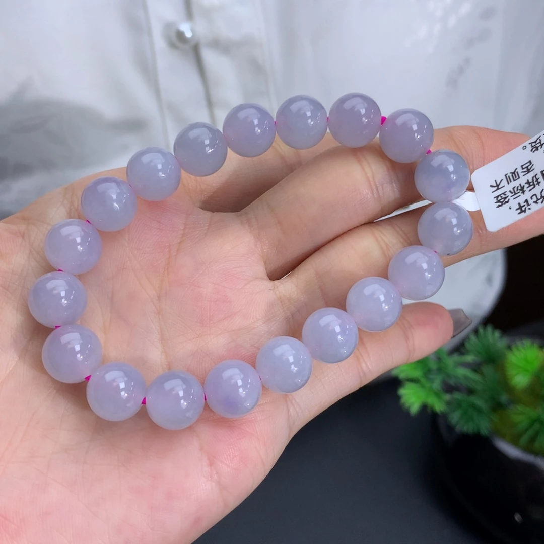 翡翠手链未镶嵌卡9.8冰胶粉紫手串