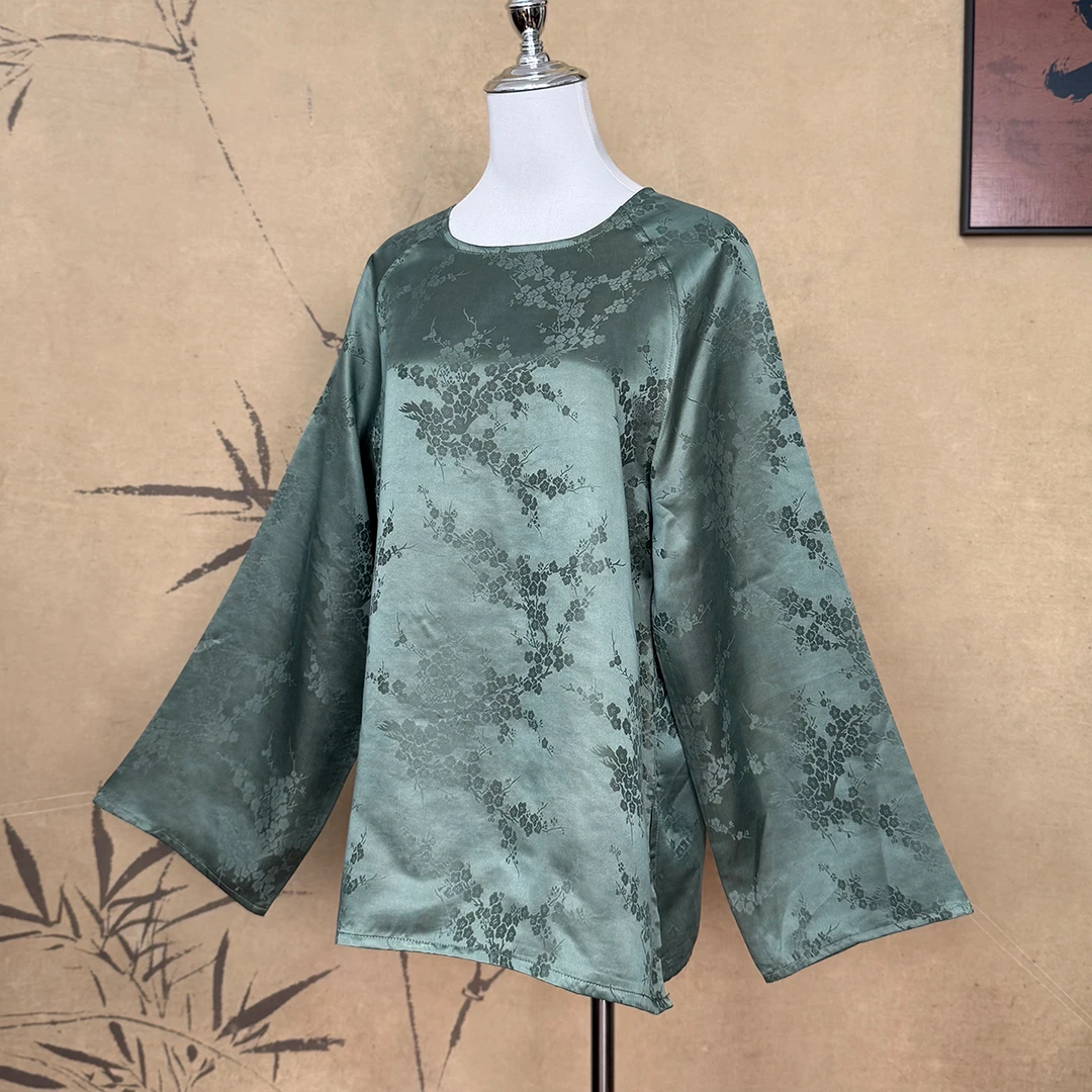 【卷卷新中式】”绿松石“香云纱炒色花罗稀有色！双穿极简上衣