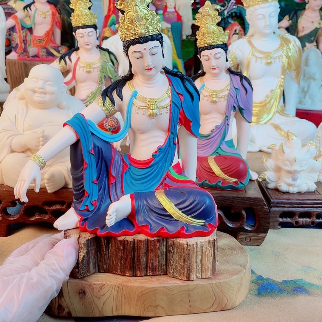 前***明石材自在观音摆件