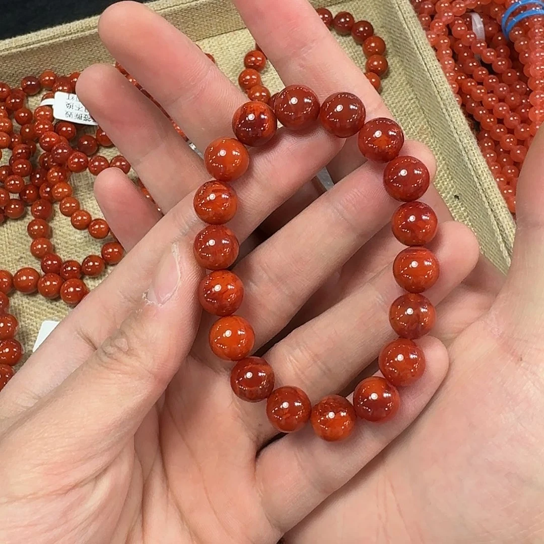 南红玛瑙手链未镶嵌帅原矿南红手串10mm➕高品质玫瑰锦