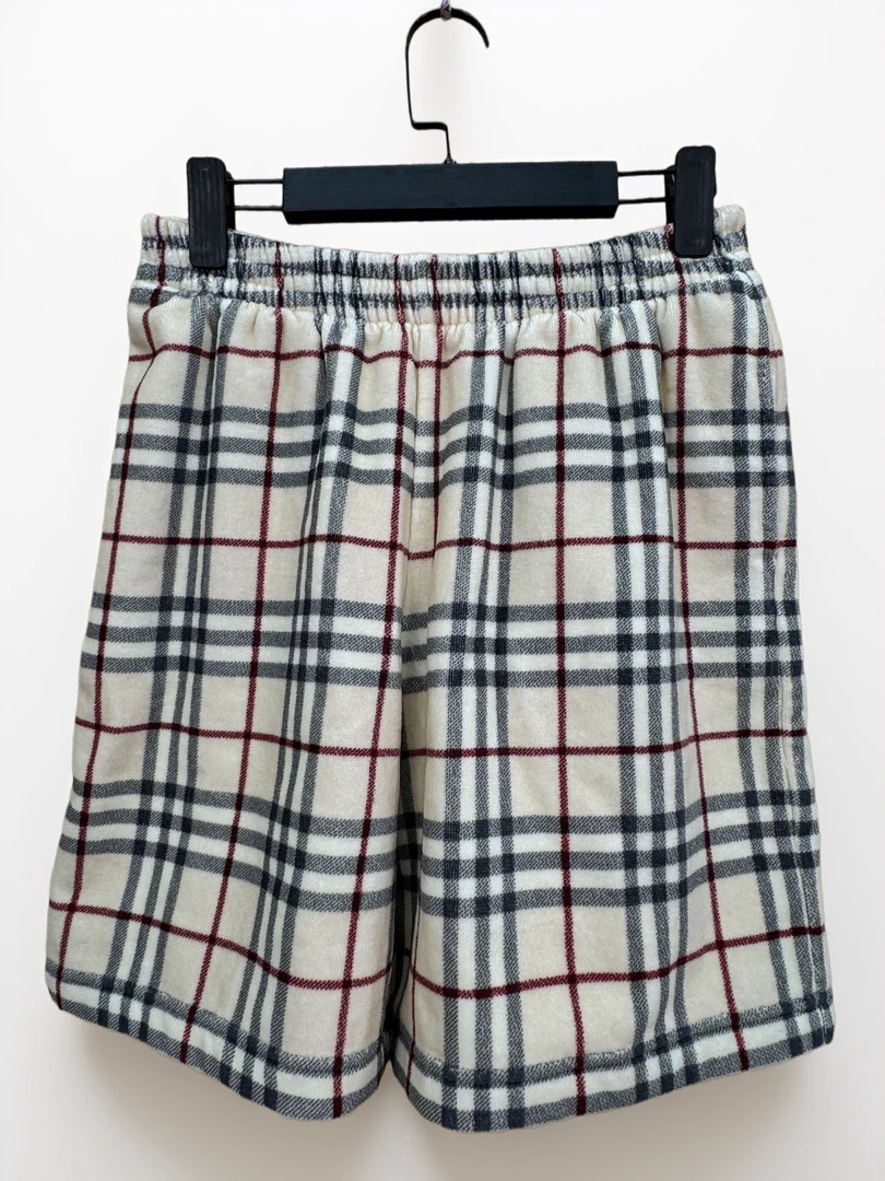 未使用 BURBERRY/博柏利 S码/格纹松紧休闲毛巾短裤/工价4899/807