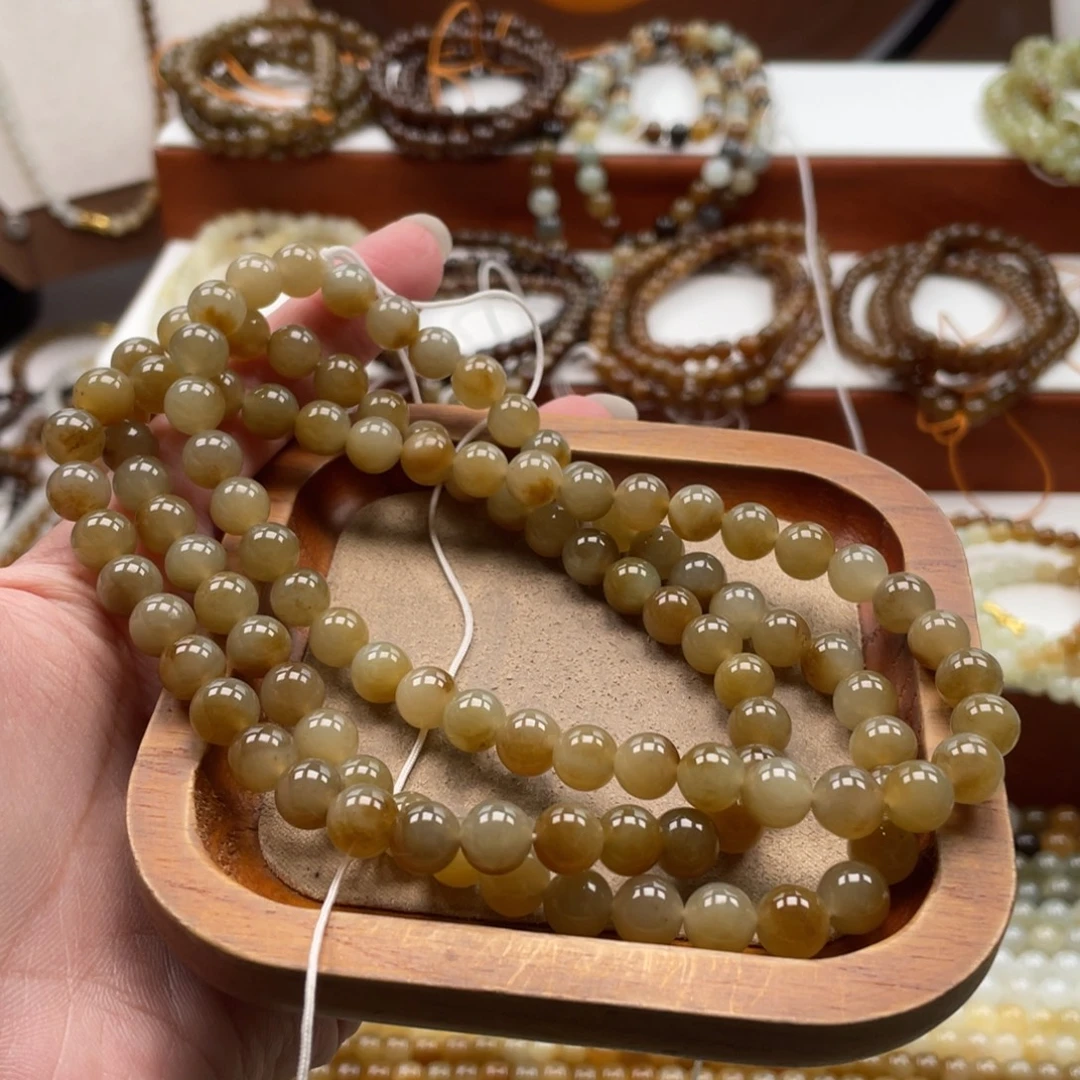 和田玉未镶嵌毛衣链珠串8mm