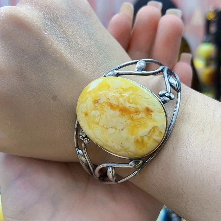 琥珀银S925镶嵌颈饰手镯