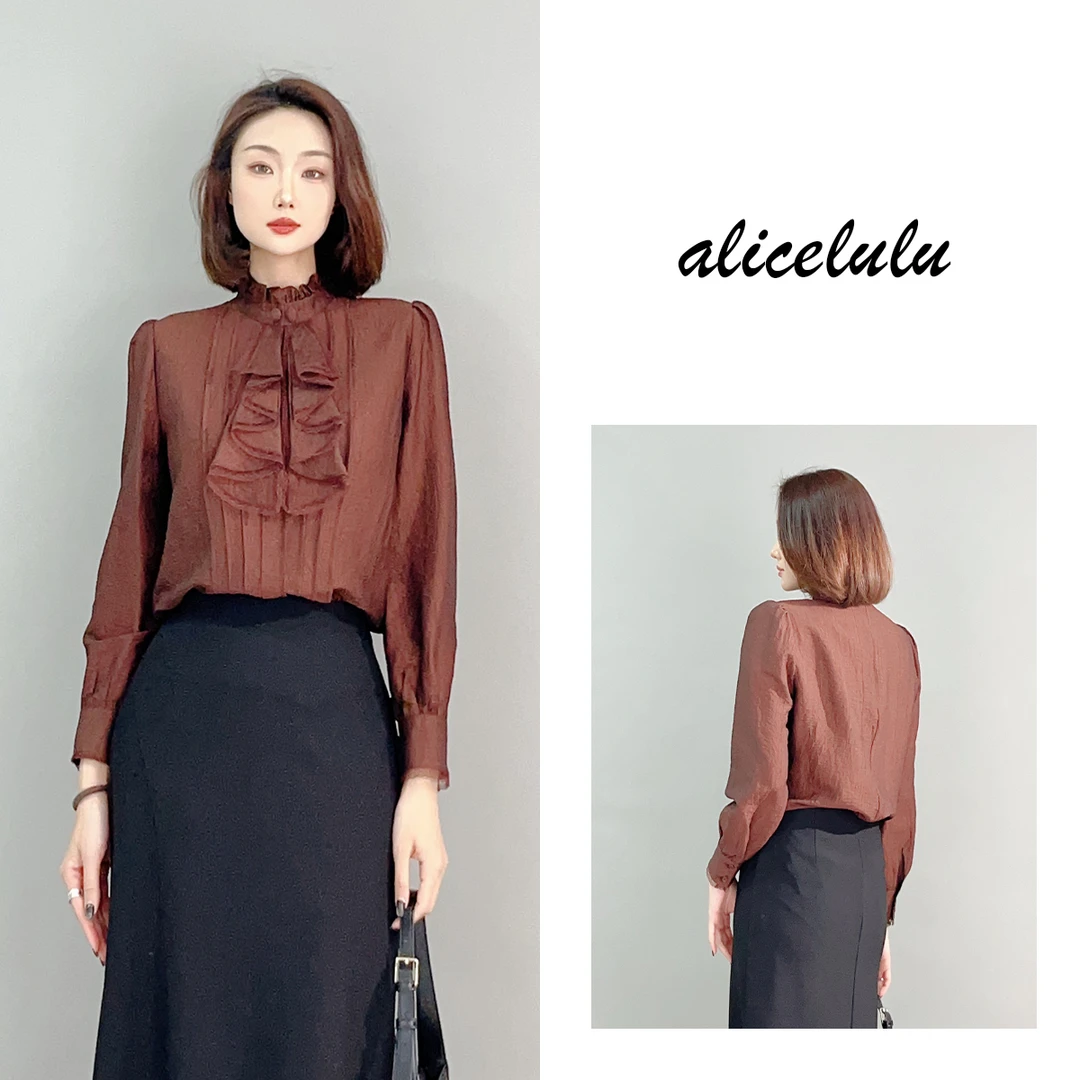 1 ALICE 摩卡慕斯衬衫 柔美花边 时髦肌理 S2141822W