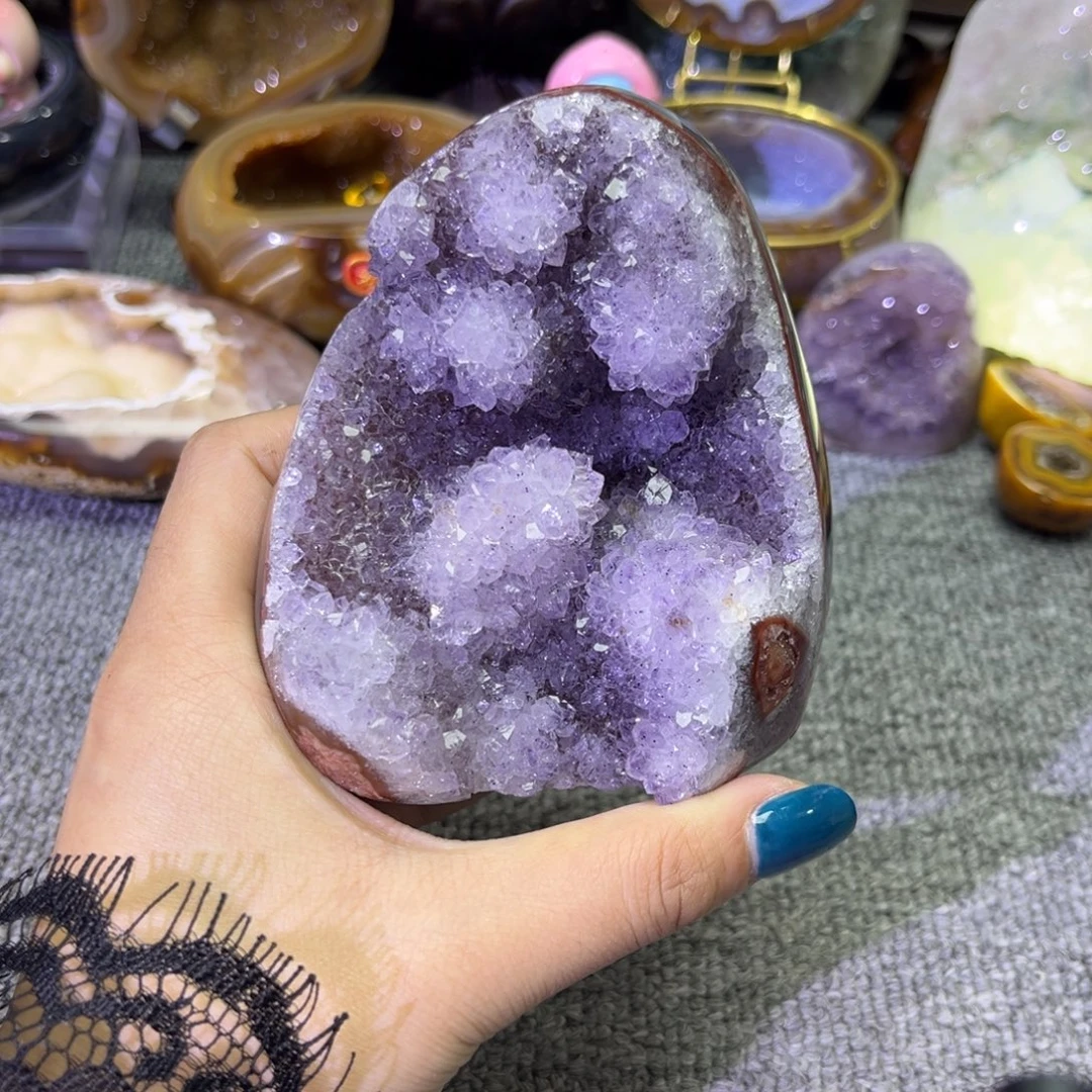 未镶嵌摆件紫晶晶花摆件