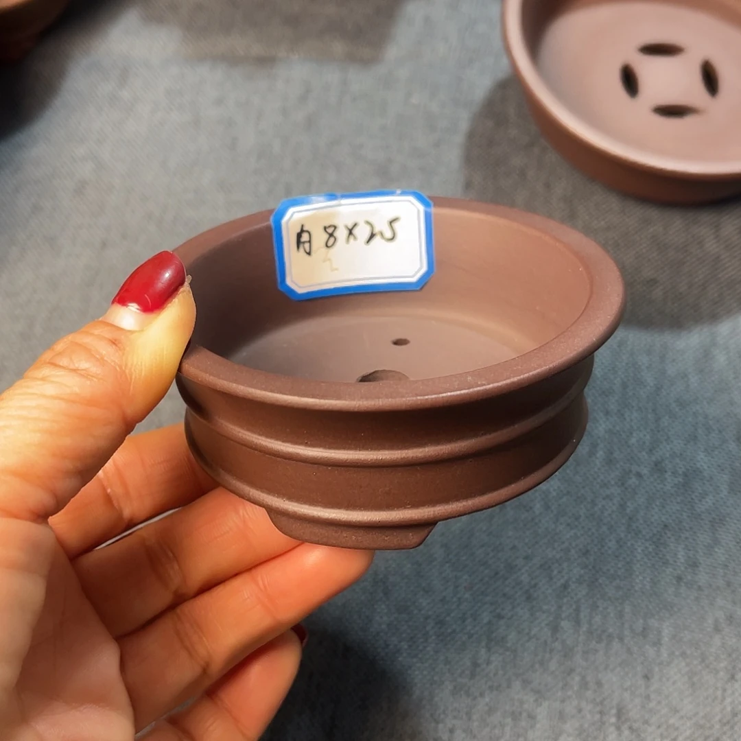 精选紫砂竹节小圆盆