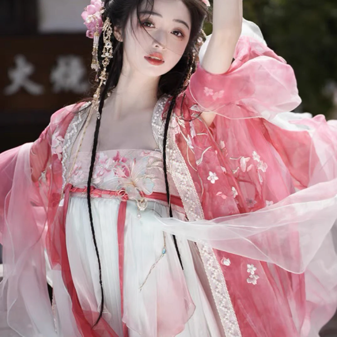 桃花神重工刺绣齐胸襦裙诃子裙大袖衫超仙古装春夏新款