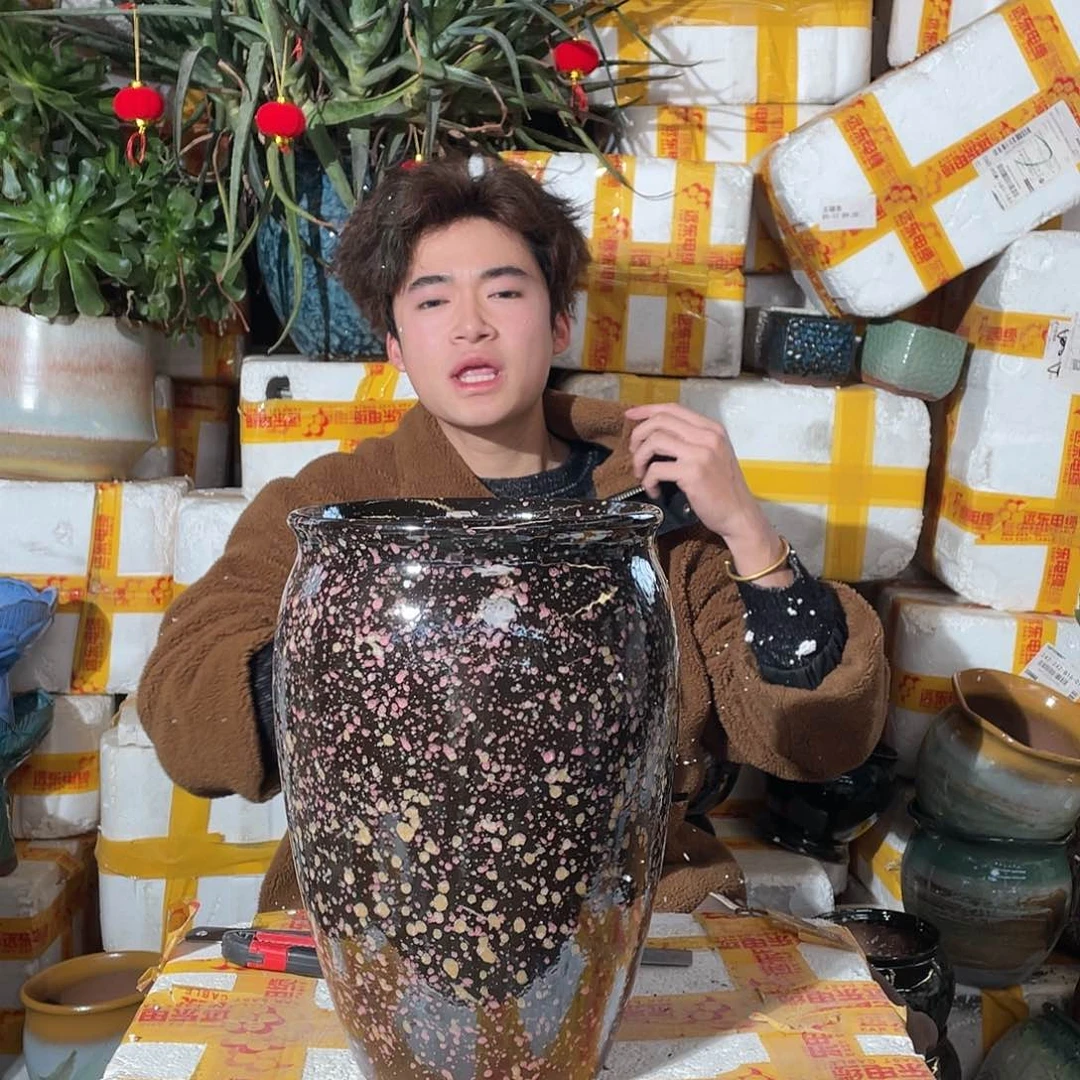 无铅玻璃宜兴紫砂花盆