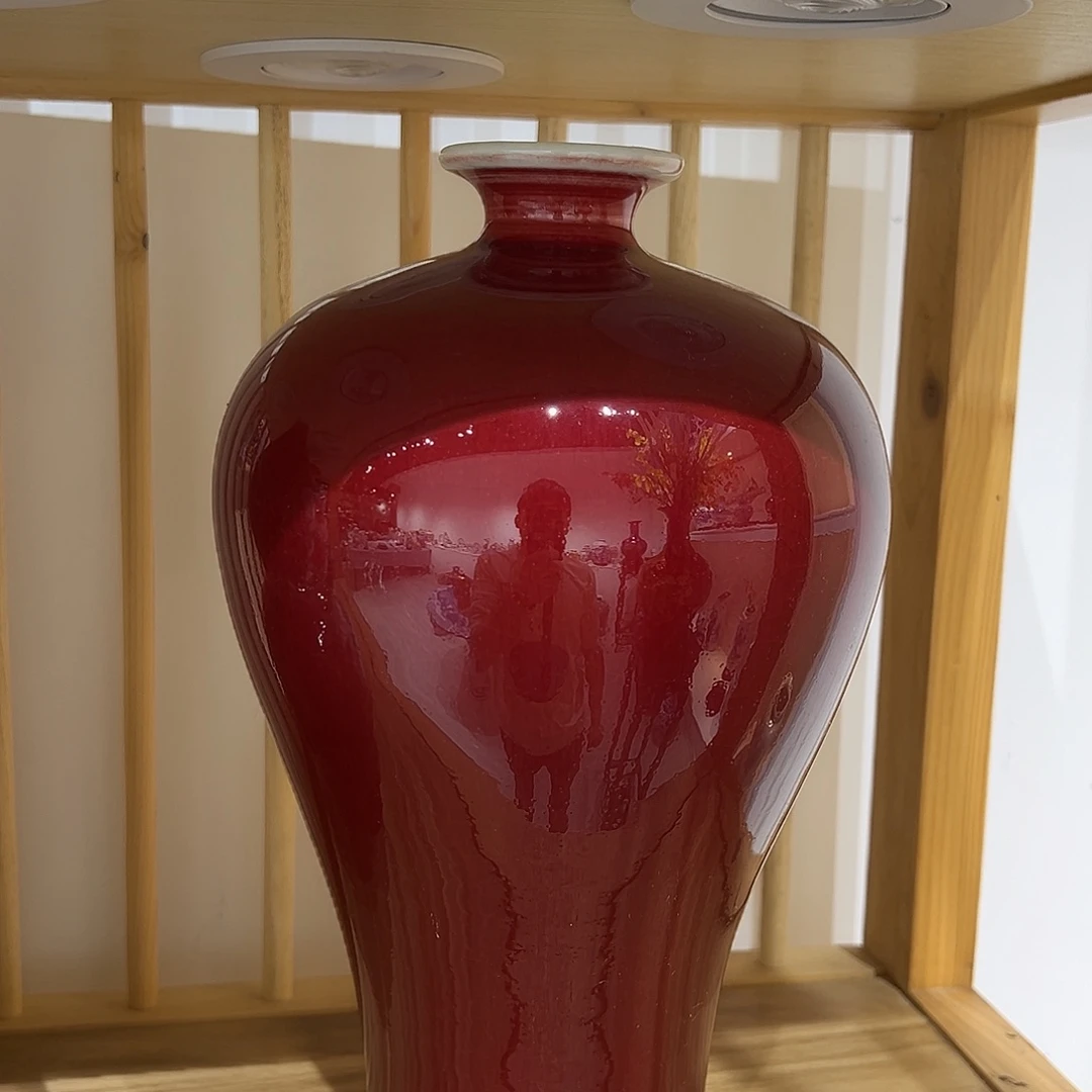 陶摆件31cm开片梅瓶
