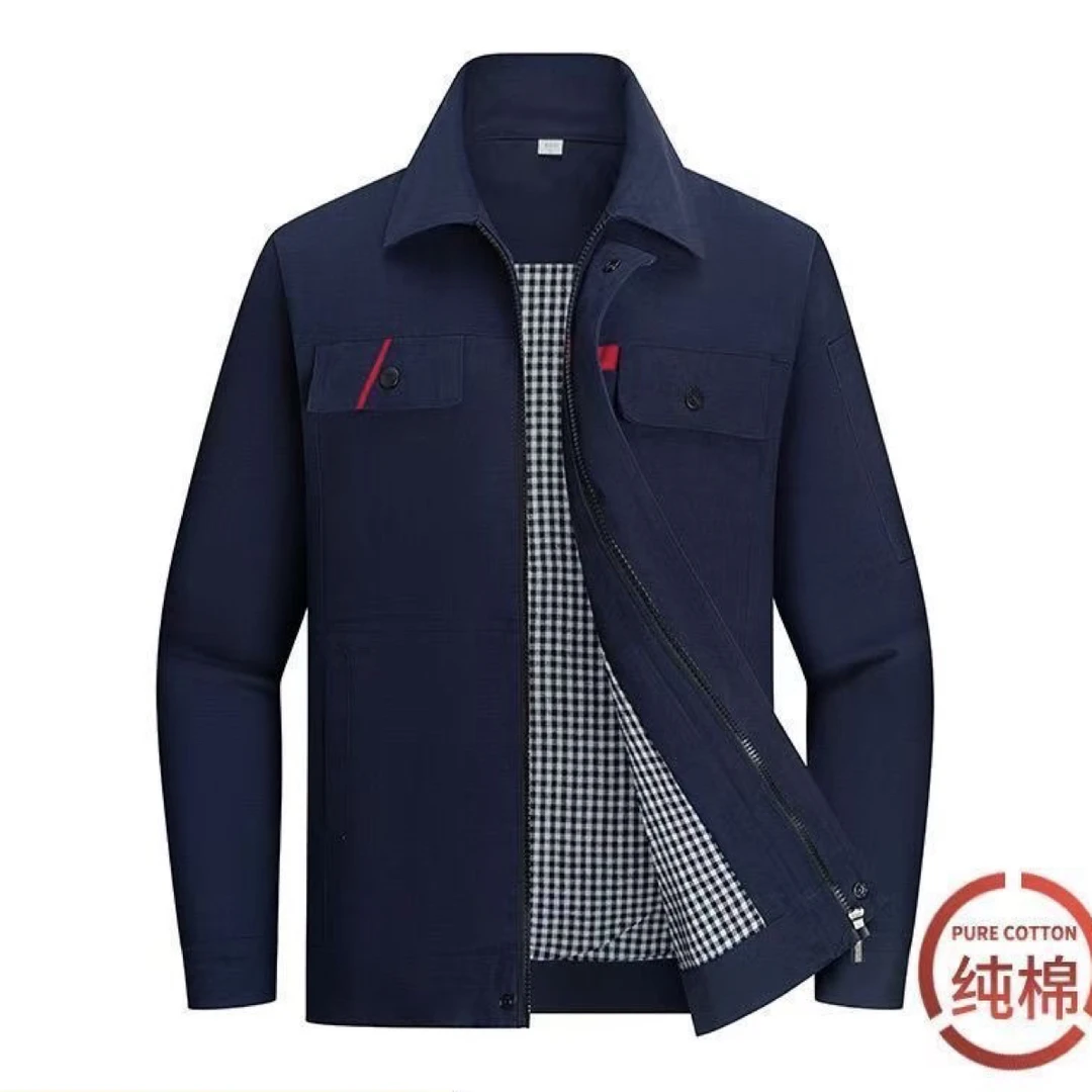 纯棉工作服套装男士加厚双层电焊工劳保服耐磨车间定制长袖上衣