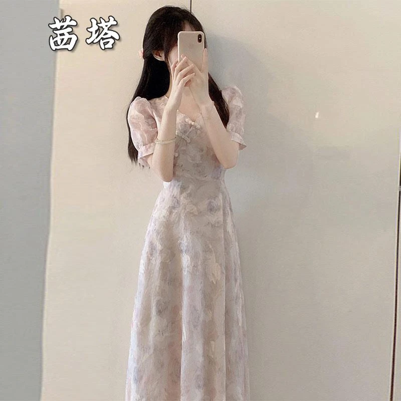 夏季2025新款新中式女装国风改良旗袍年轻款少女高端气质连衣裙子
