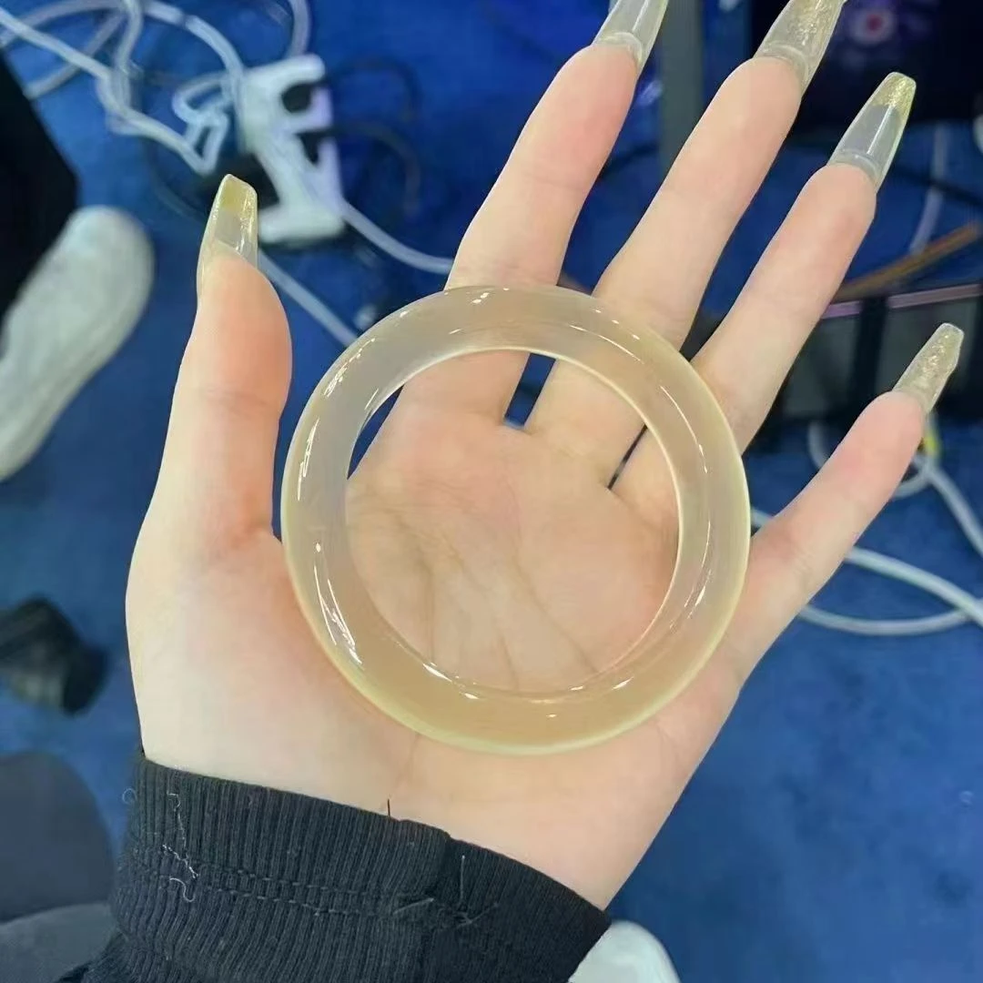 天然高冰透香槟金玉手镯美人镯时尚少女气质温柔素款古风