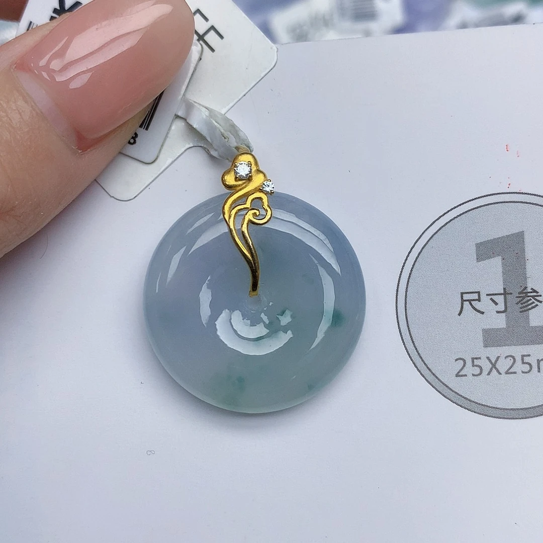 翡翠18K金镶嵌颈饰天然翡翠a货 百元以上9米证书费自理