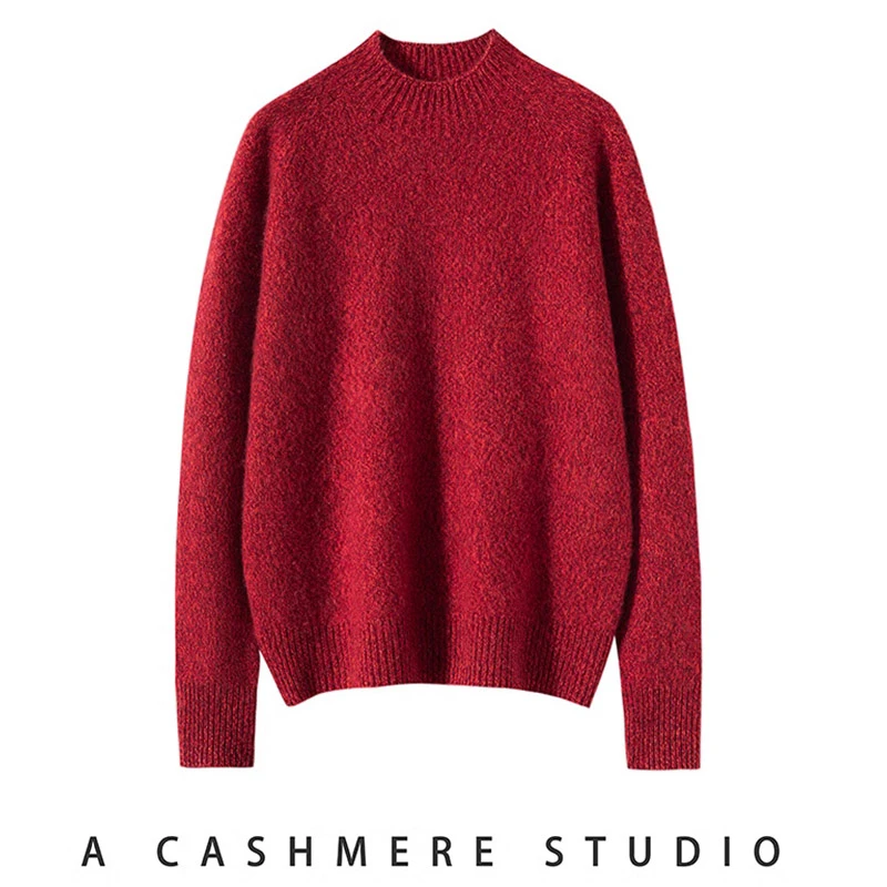 重磅加厚！一线花纱100羊毛针织打底衫女半高领  -222