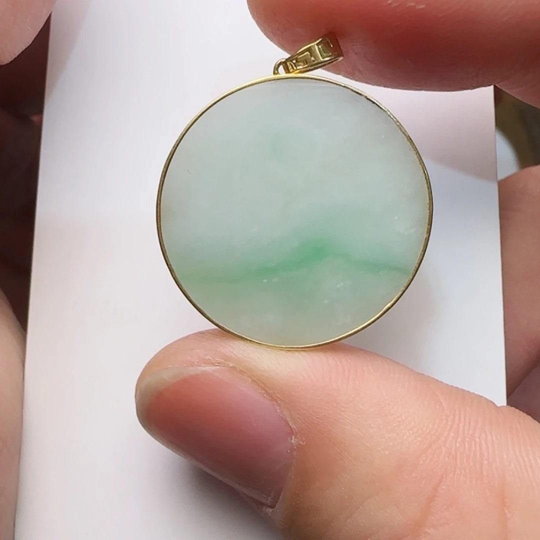 翡翠吊坠(不含链)18K金镶嵌