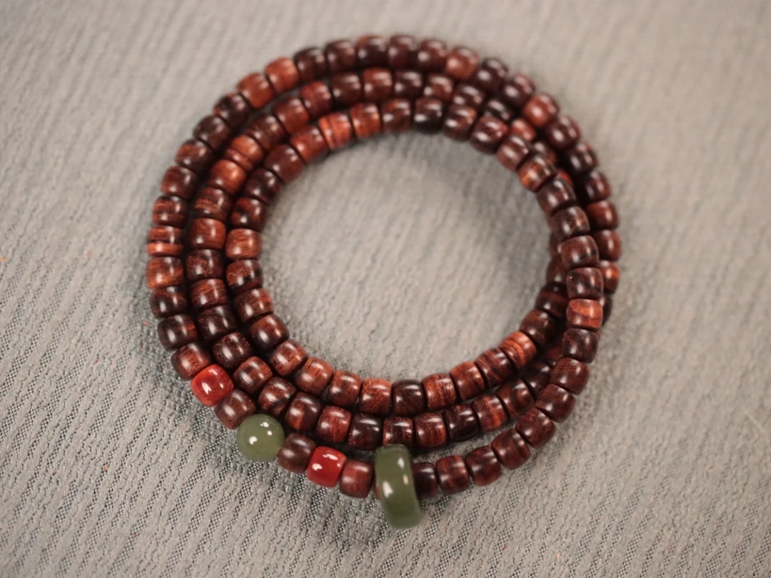 海南黄花梨5x6x108颗直切多圈木带宝手串