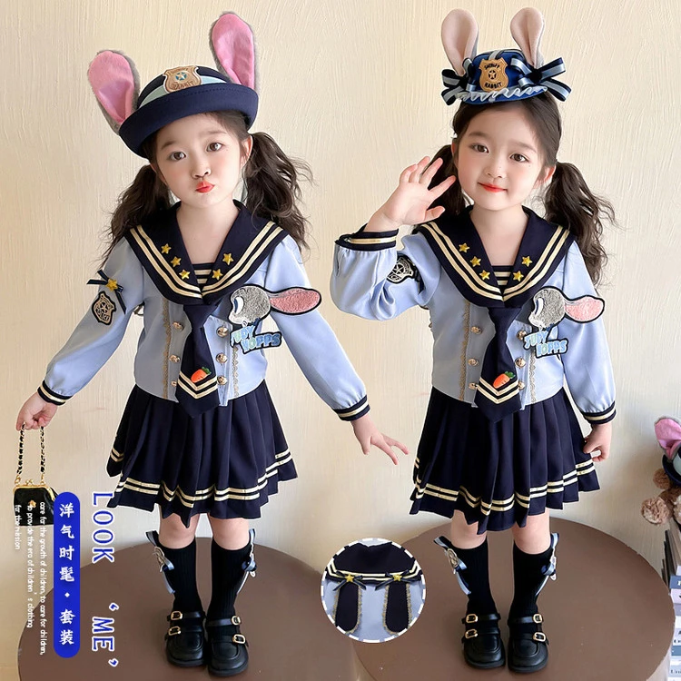 朱迪兔子警官学院风常规春秋女春季可爱套装洋气时髦女童公主长袖