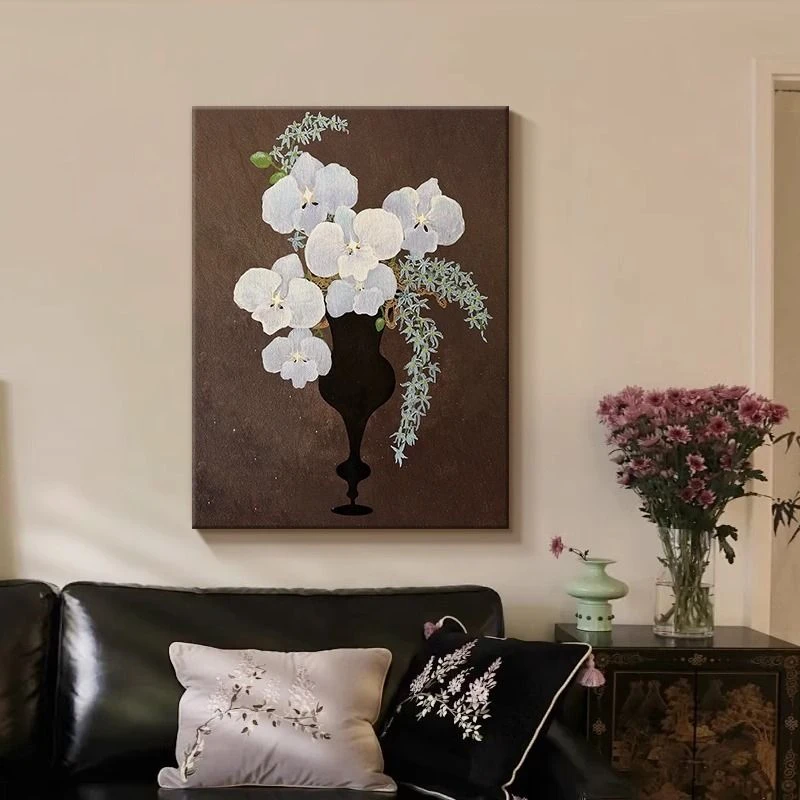 客厅装饰画古风拉德花卉卧室沙发背景墙复古玄关沙发背景装饰画