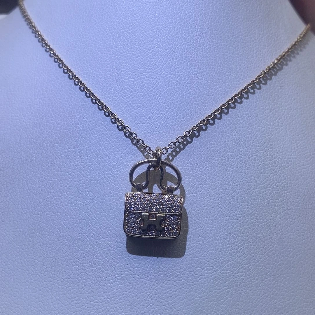 钻石颈饰18K金镶嵌包包项链k黄