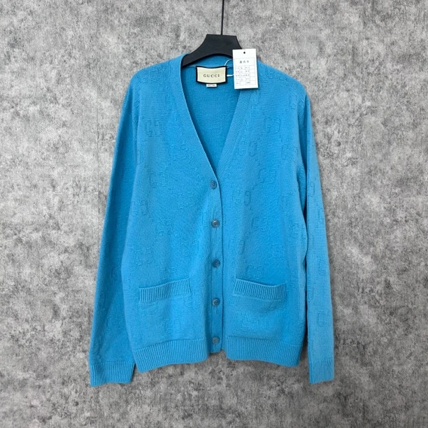 95新 GUCCI/古驰 古驰蓝色满印开衫