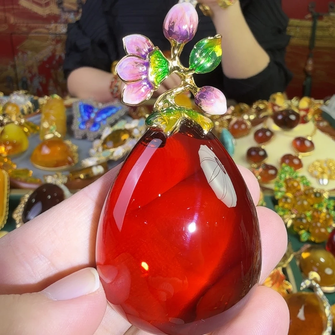 血珀银S925镀金镶嵌吊坠(赠链)