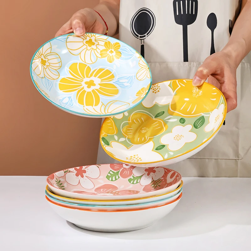 孟垣高颜值花漾年华6个装7英寸家用陶瓷釉下彩创意菜盘子餐盘