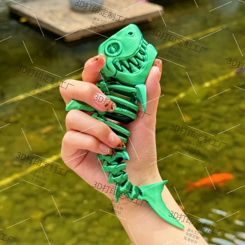 3D鲨鱼网红骷髅鱼缸配件摆件装饰创意儿童礼物男生房间摆设小物件