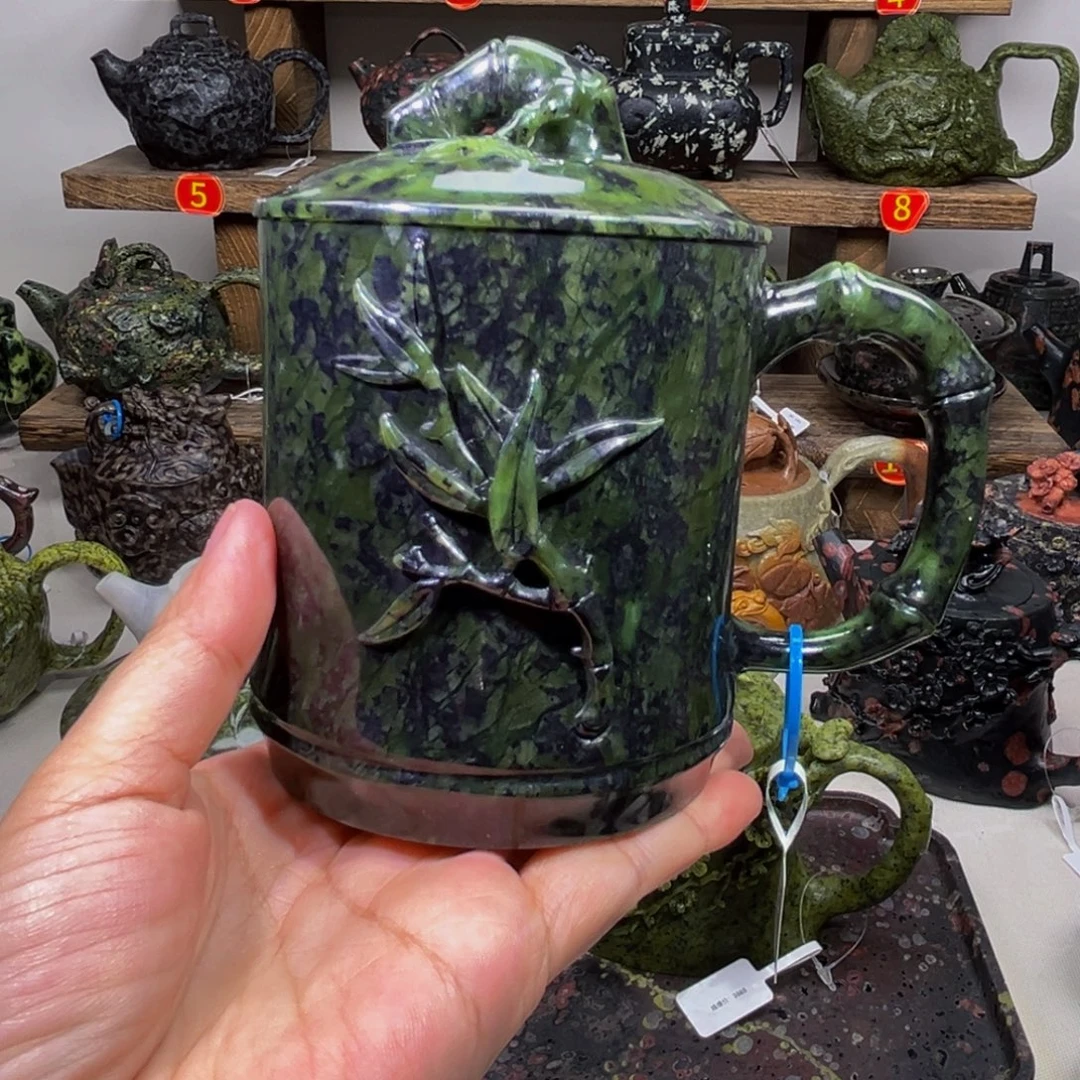 石材藏玉药王石竹节办公杯350c微瑕