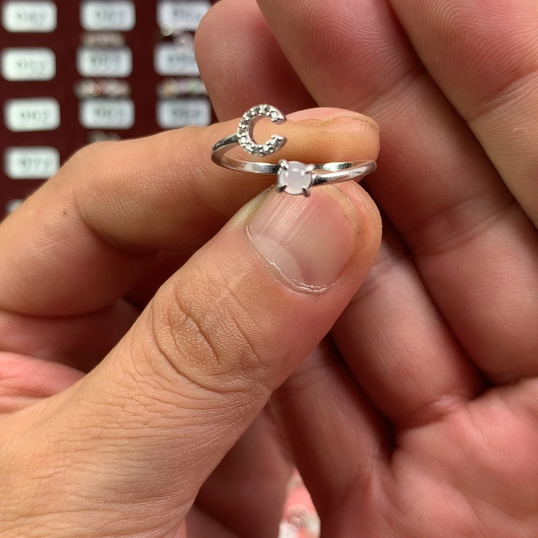 翡翠银S925镶嵌戒指65