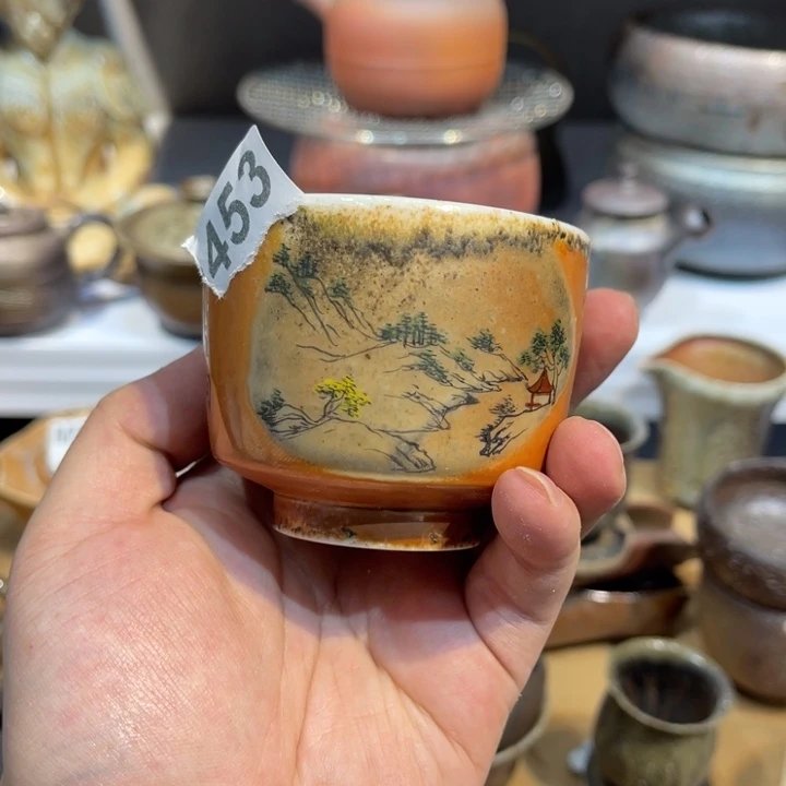 手工制作柴烧手绘茶杯453