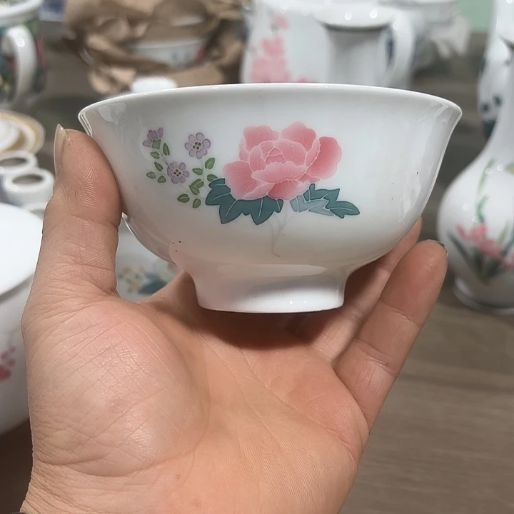 陶12公分米饭，碗米饭，碗手绘