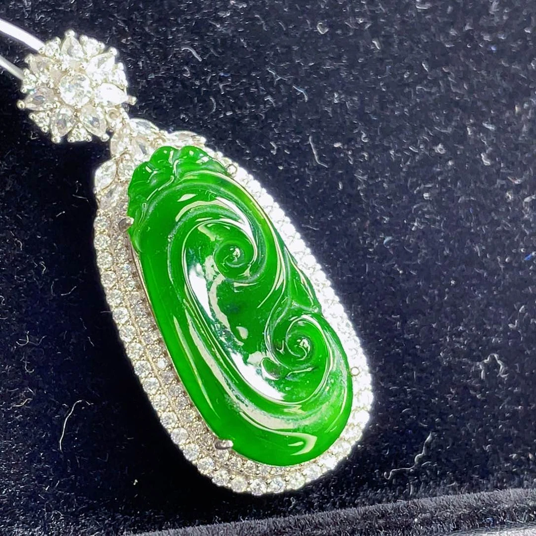 翡翠吊坠(不含链)银S925镶嵌