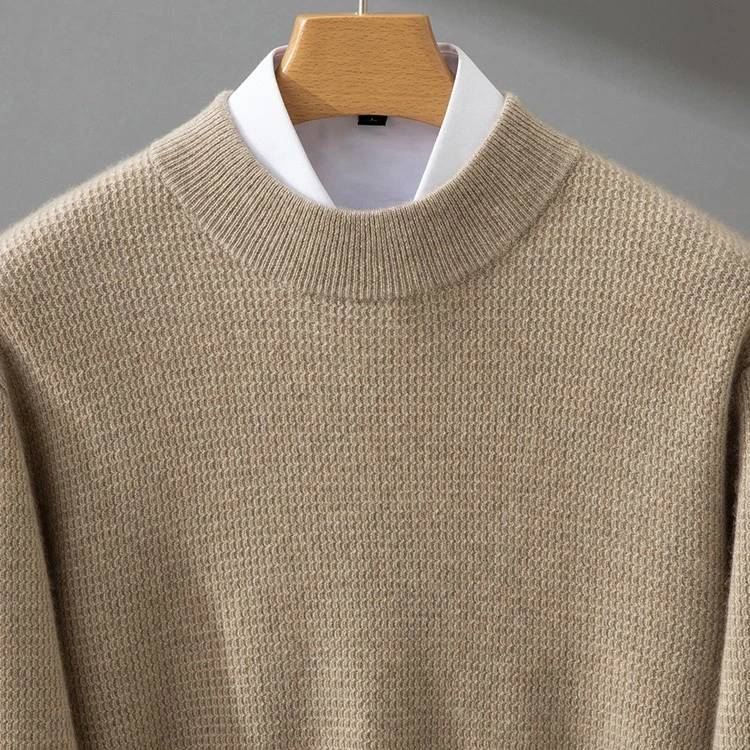 100%男士纯山羊绒衫半高领套头秋冬百搭针织打底中领毛衣男款037