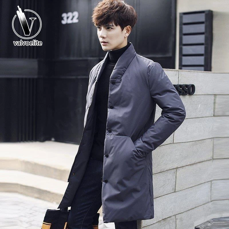 VALVOELITE冬季新款休闲羽绒服中长款中国风轻薄款保暖大码外套潮