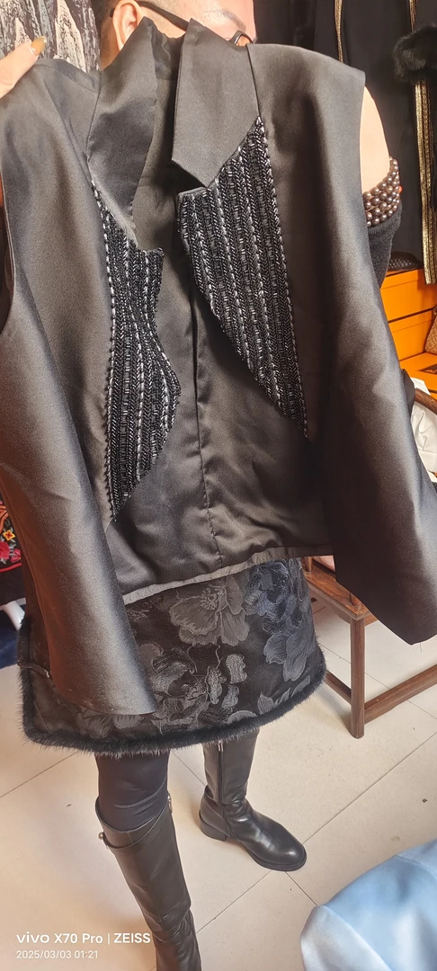 欧美宽袖极简风风衣黑色春季厚款西装领上衣豹纹短外套牛仔