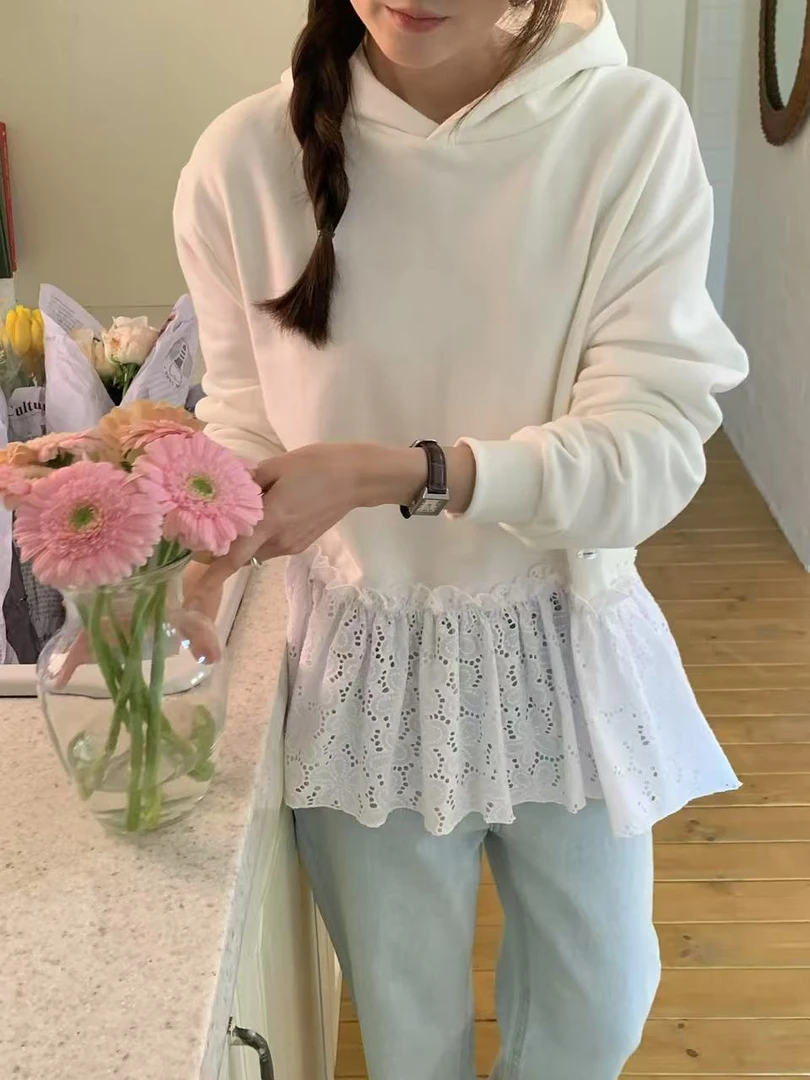 【no退no换】芳芳在韩国 东大门正品代购/ONE家/拼接设计连帽卫衣