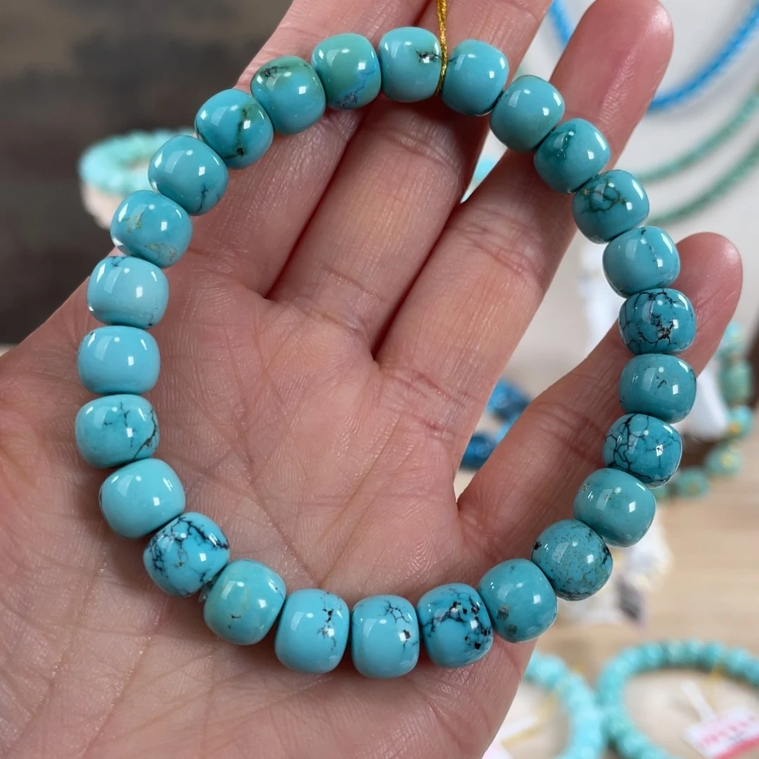 绿松石未镶嵌套链8.6精品瓷釉级老型手串