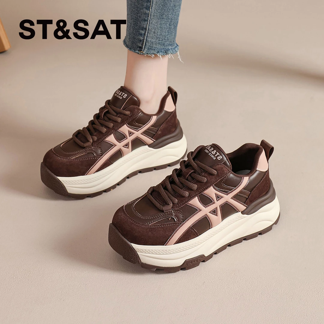 星期六复古厚底德训鞋女款2025新款秋季时尚休闲鞋爆款百搭阿甘鞋