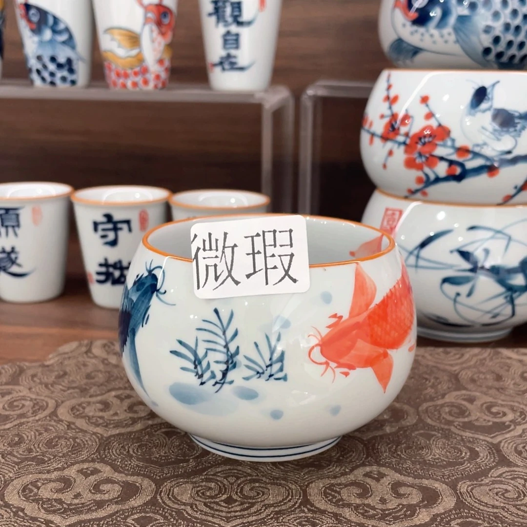 釉下彩纯手绘有瑕