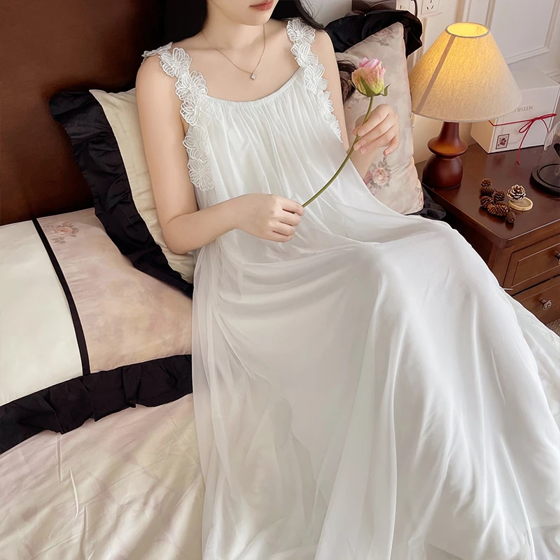 BIEN网纱莫代尔睡裙女2025年夏季新款甜美公主可外穿带胸垫家居服