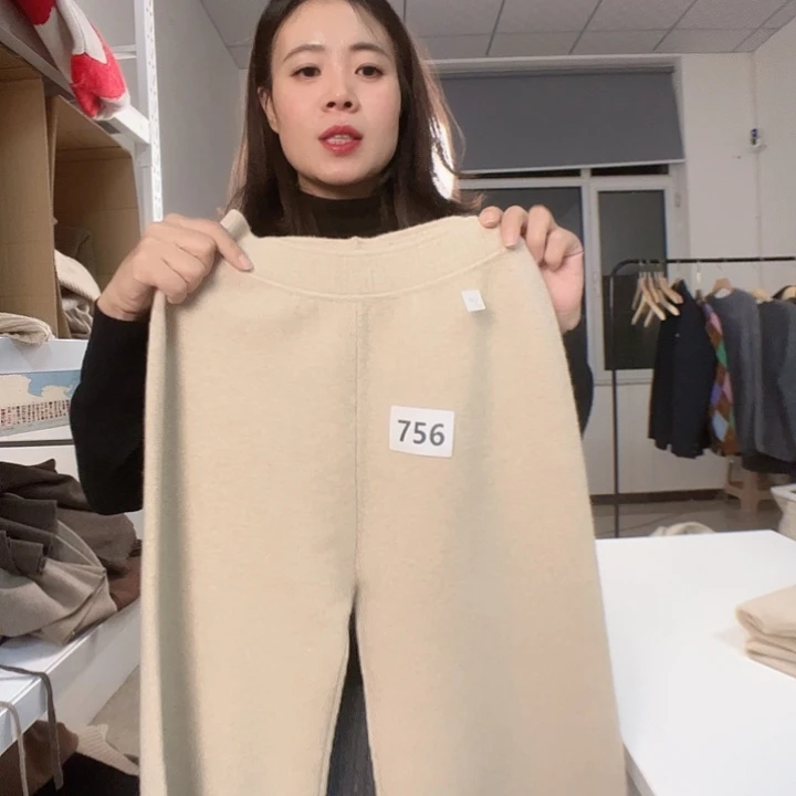 756青绒色阔腿裤纯山羊绒假一赔三
