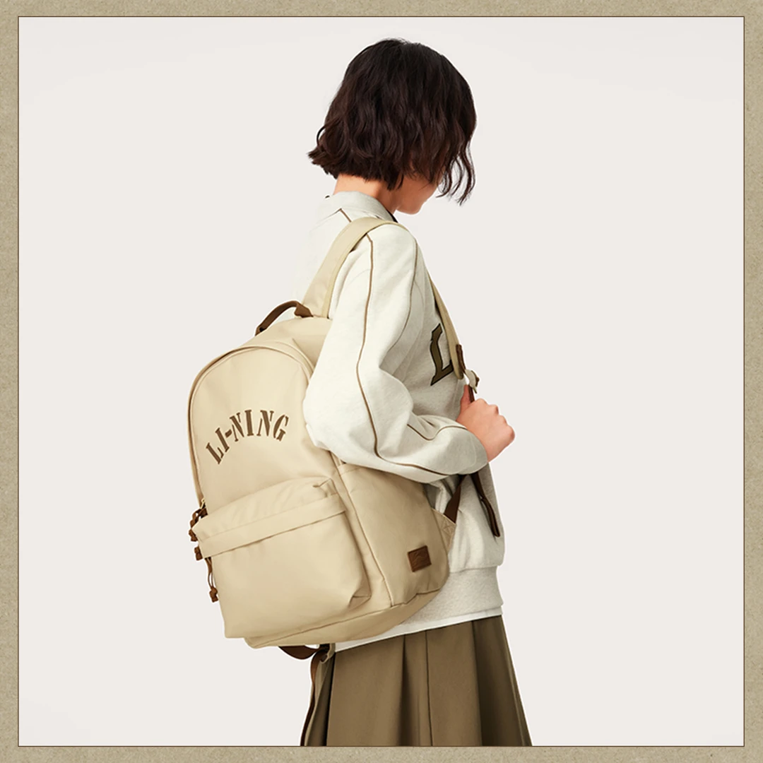 李宁运动生活系列时尚百搭休闲通勤轻便户外运动双肩包ABSU521