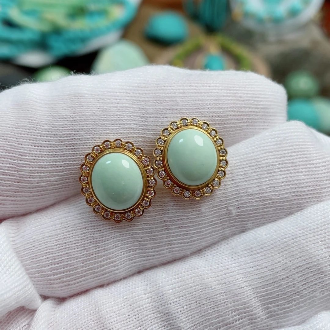 绿松石珠宝奇石18K金镶嵌