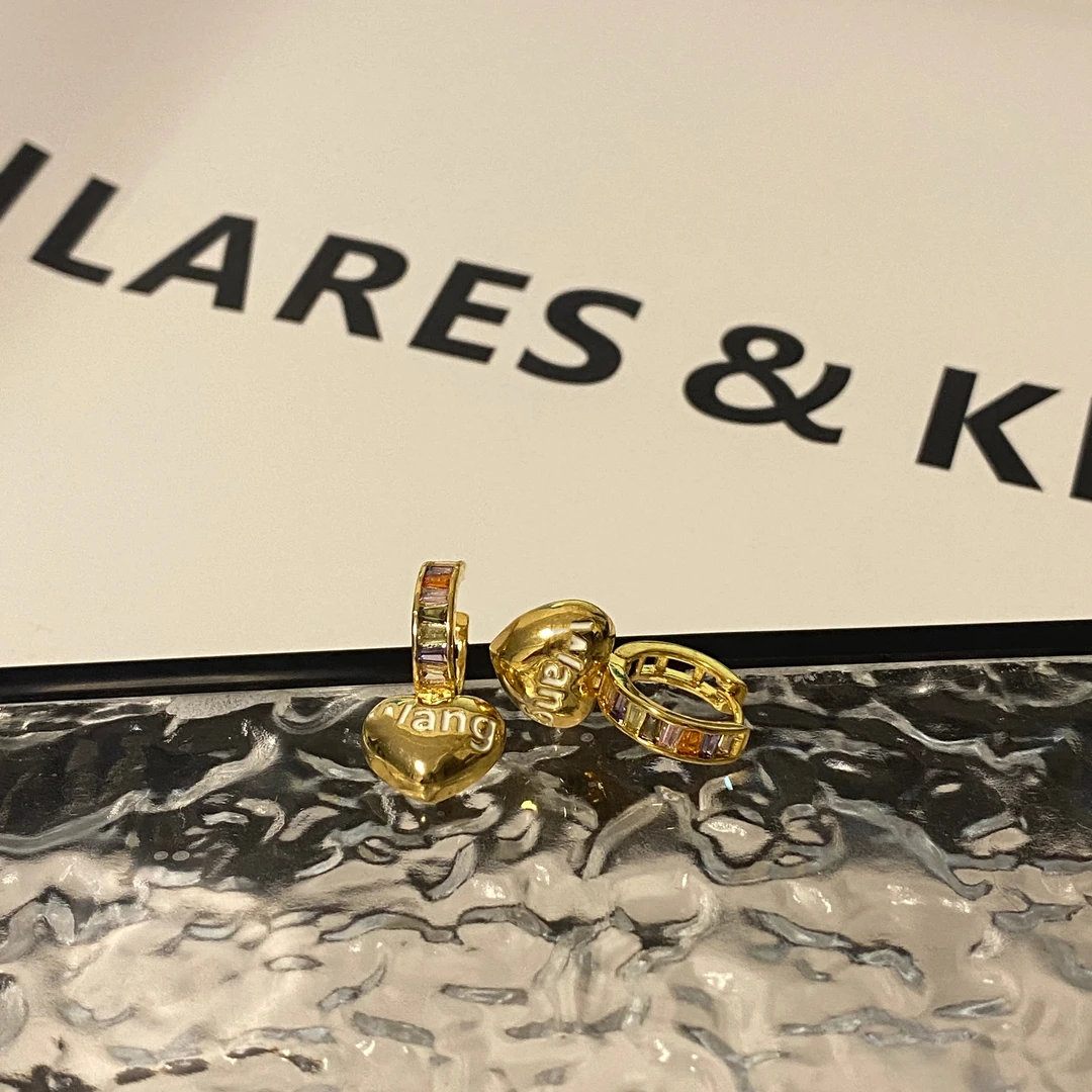 铜合金耳饰 手工耳饰镶嵌日韩金色几何图案轻奢耳环欧美风A8051