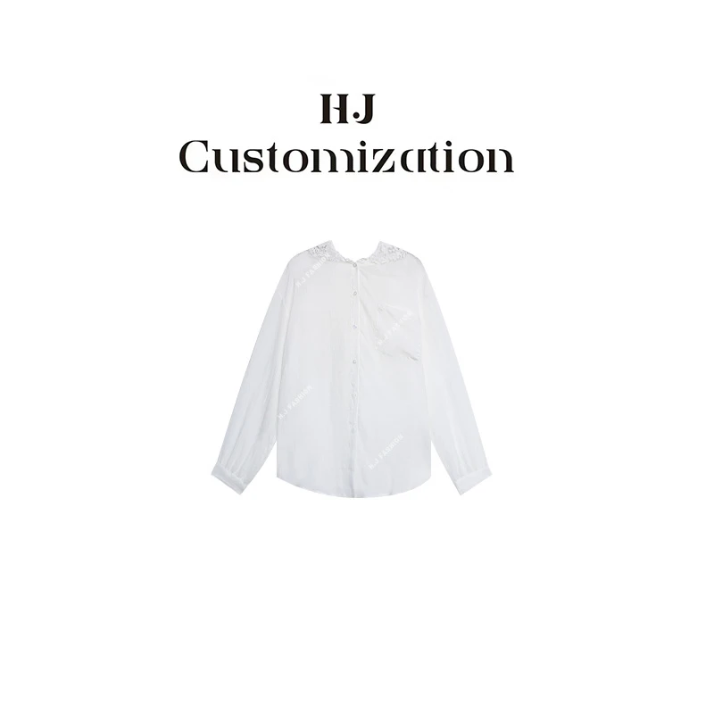 【 H·J 】“缪斯女神”法式拼接蕾丝苎麻衬衫8729