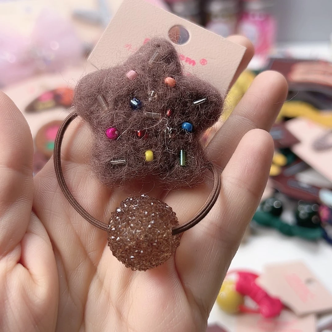 Pom毛毡咖星发圈儿童韩国