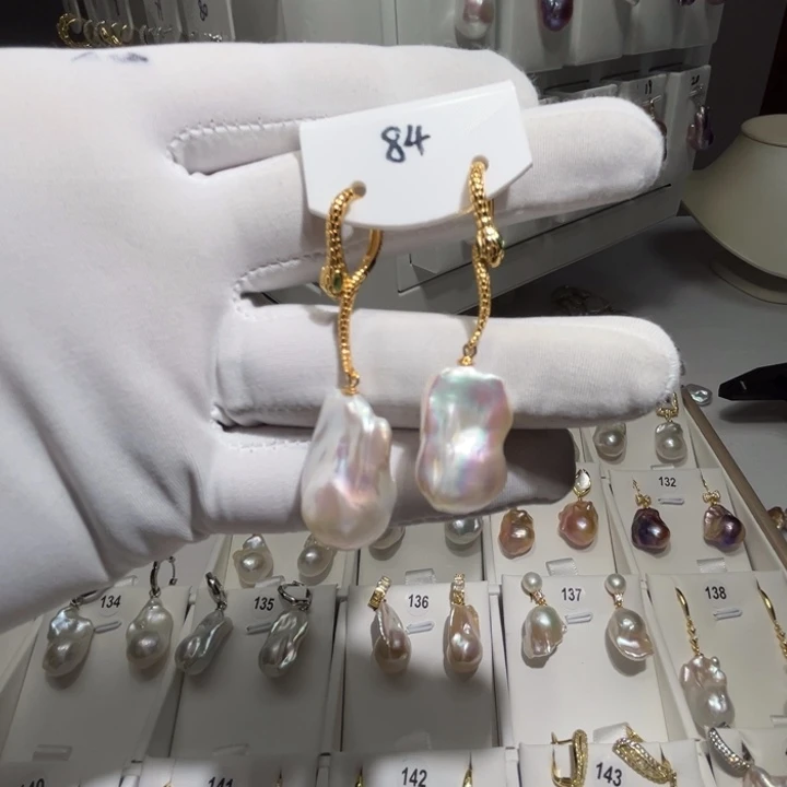 淡水珍珠耳饰银S925镶嵌A***a