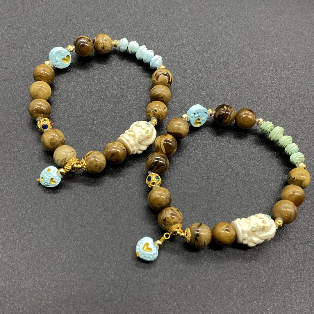 【景旺】9mm+猛犸扎基绿松根珀手串＠多样性只发其中一件