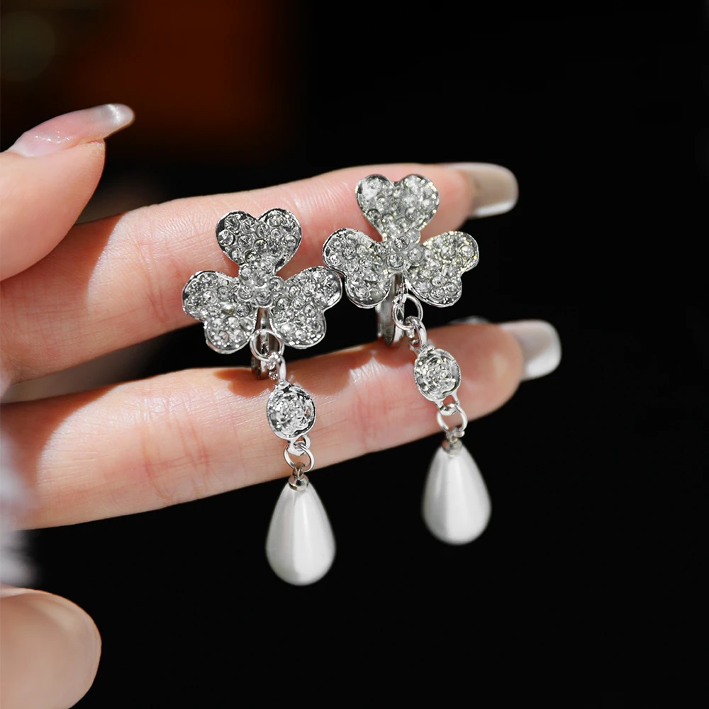 RH334银色手工珠子耳环新娘饰品头饰