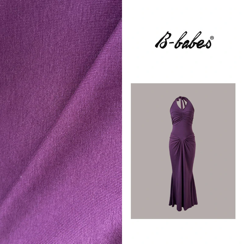 B-babes【祁祁紫衿】长裙V领常规纯色系带连衣裙性感长款修身鱼尾裙